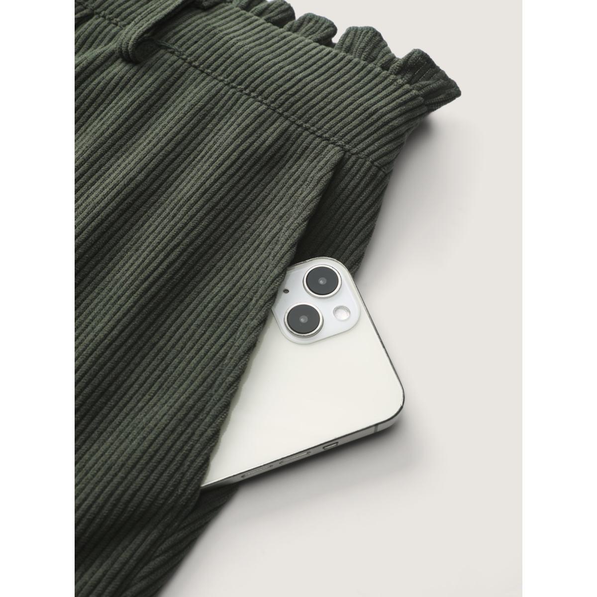 Plus Size Textured Drawstring Waist Pleated Pants Women DarkSlateGray Leisure Loose Mid Rise Casual Pants BloomChic 22-24/3X Product Image