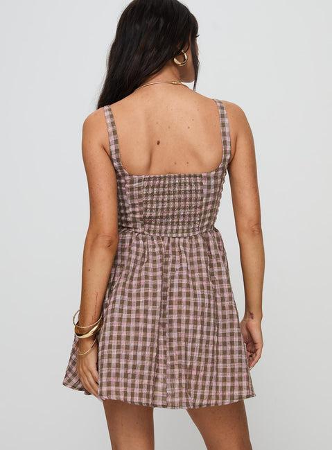 Cartmel Mini Dress Brown / Pink Product Image