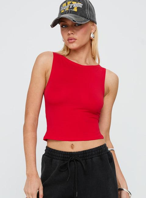 Bleeker High Neck Top Red Product Image