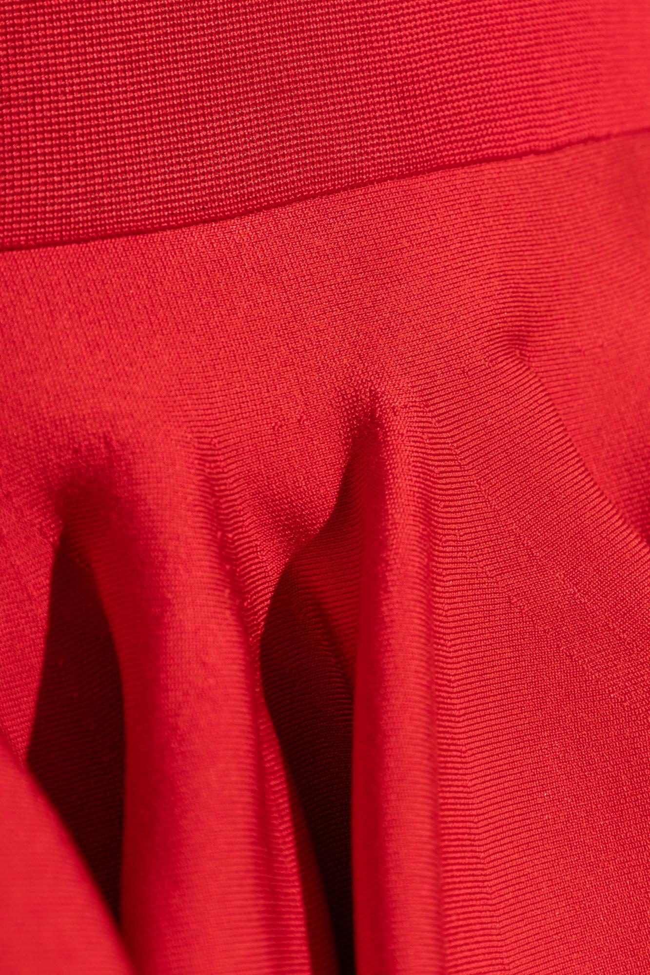 ALAÏA Sleeveless Drop-waist Flared Skirt Mini Dress In Rouge Product Image