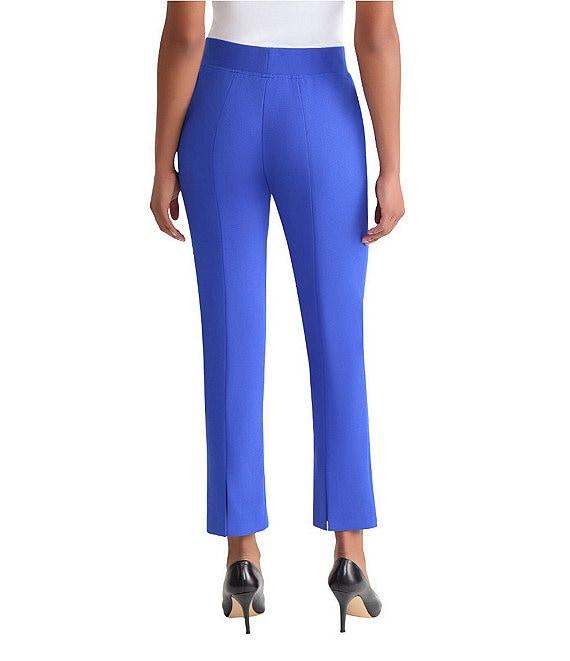 Ming Wang Stretch Crepe Flat Front Straight-Leg Ankle Pants Product Image