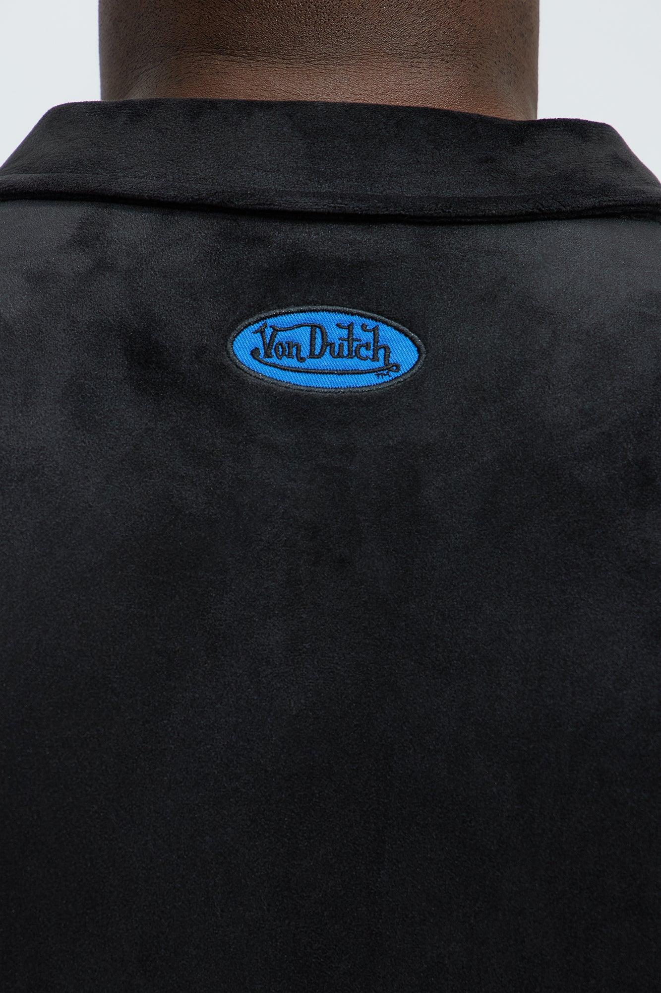 Von Dutch Regular Fit Side Logo Velour Shirt - Black Male Product Image