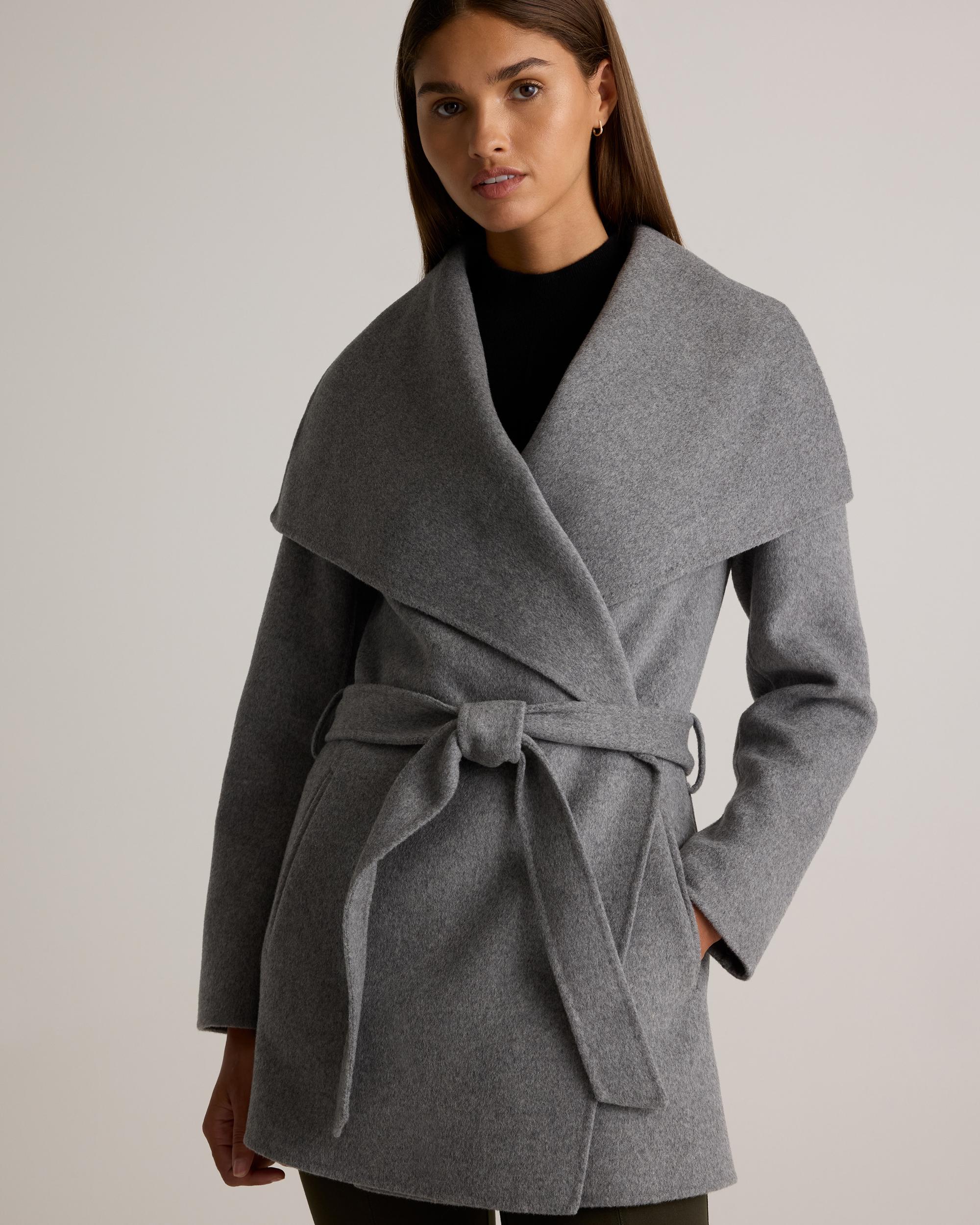 Quince | Women's Double-Faced Merino Wool Draped Collar Short Wrap Coat Product Image