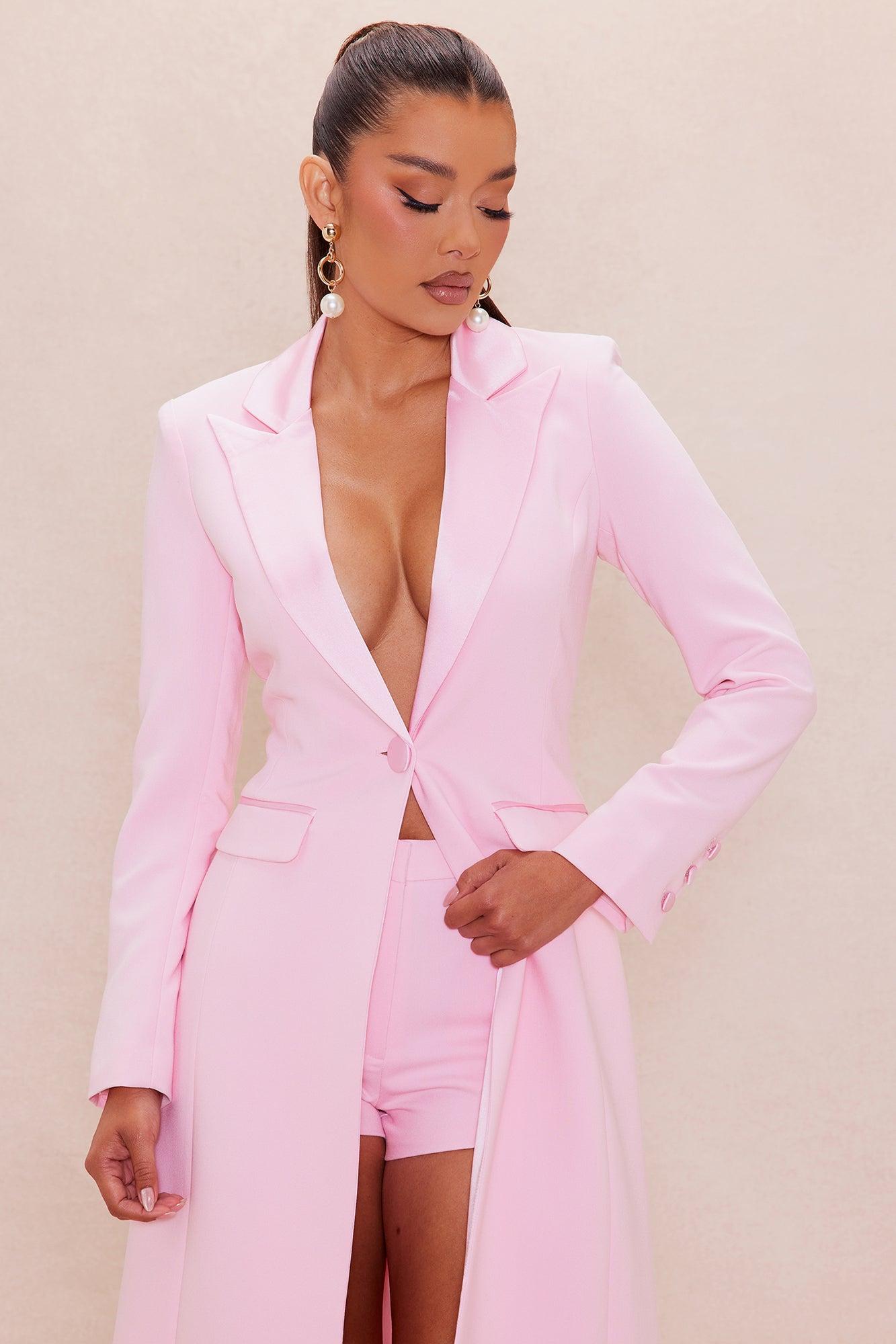 Margo Maxi Blazer Short Suit Set - Pink Female Product Image