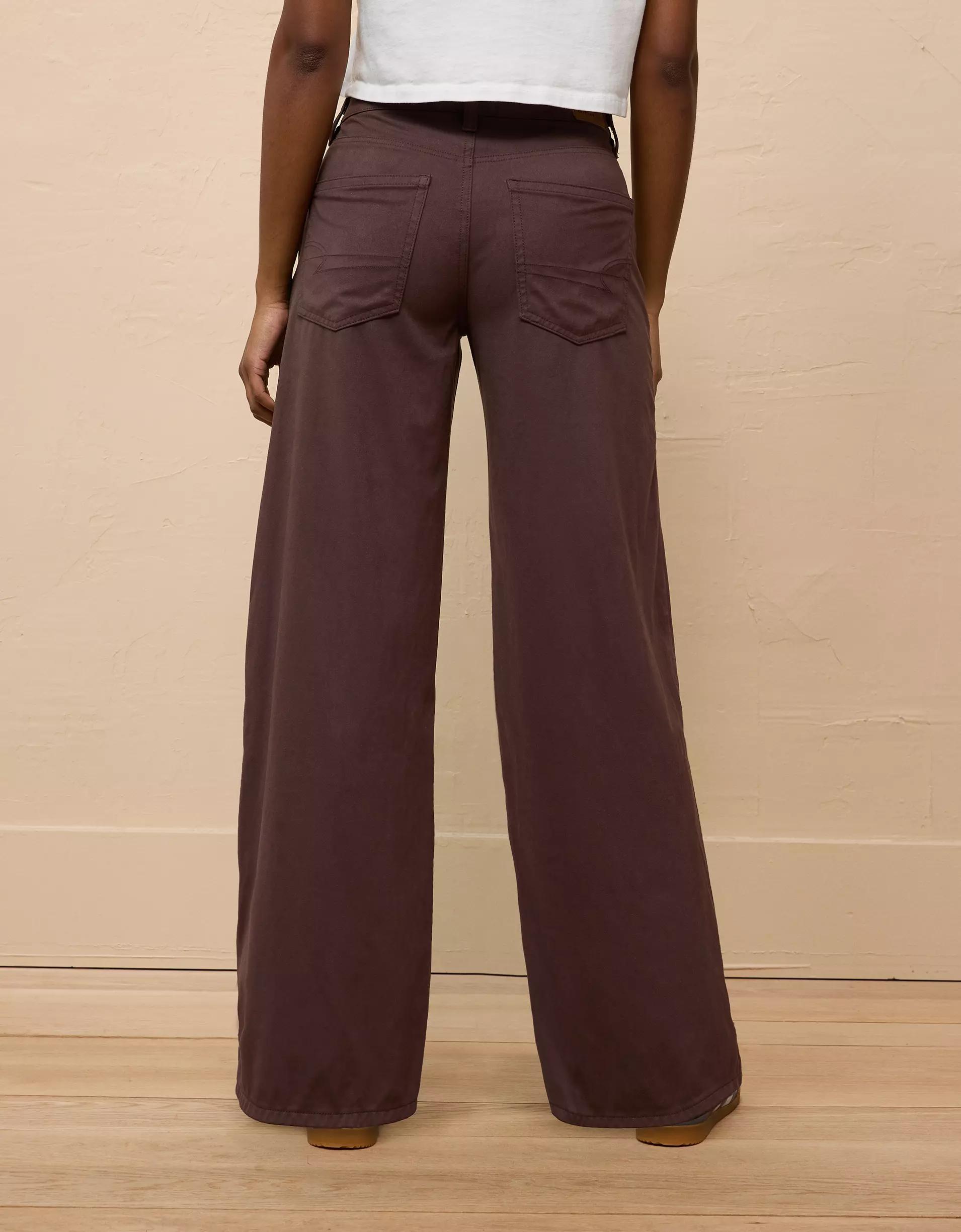 AE Dreamy Drape Sueded High-Waisted Baggy Wide-Leg Pant Product Image