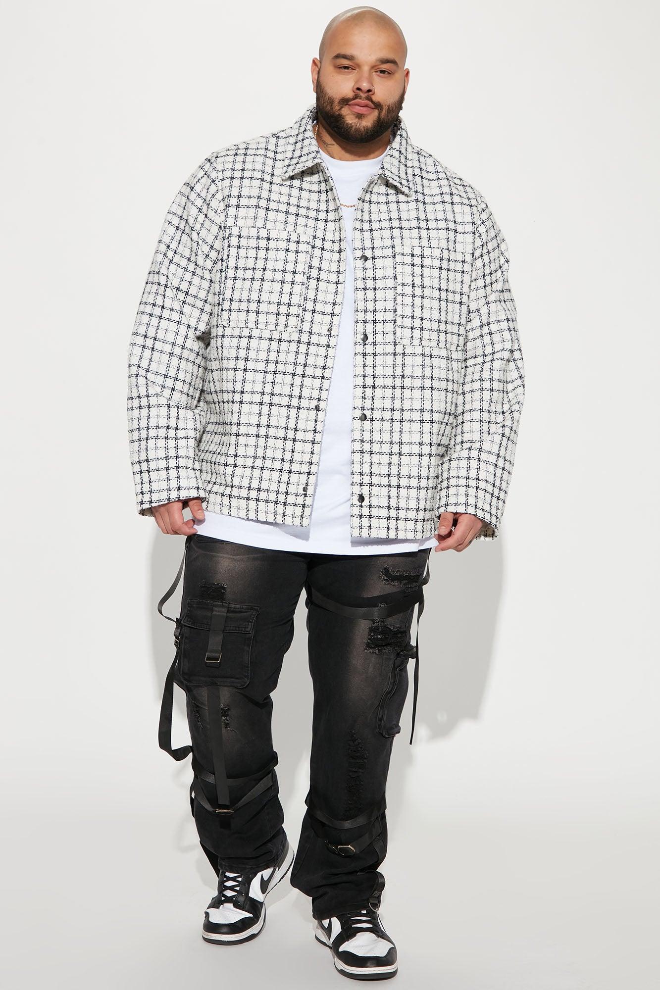 Checkmate Oversized Plaid Shacket - Black/White Product Image