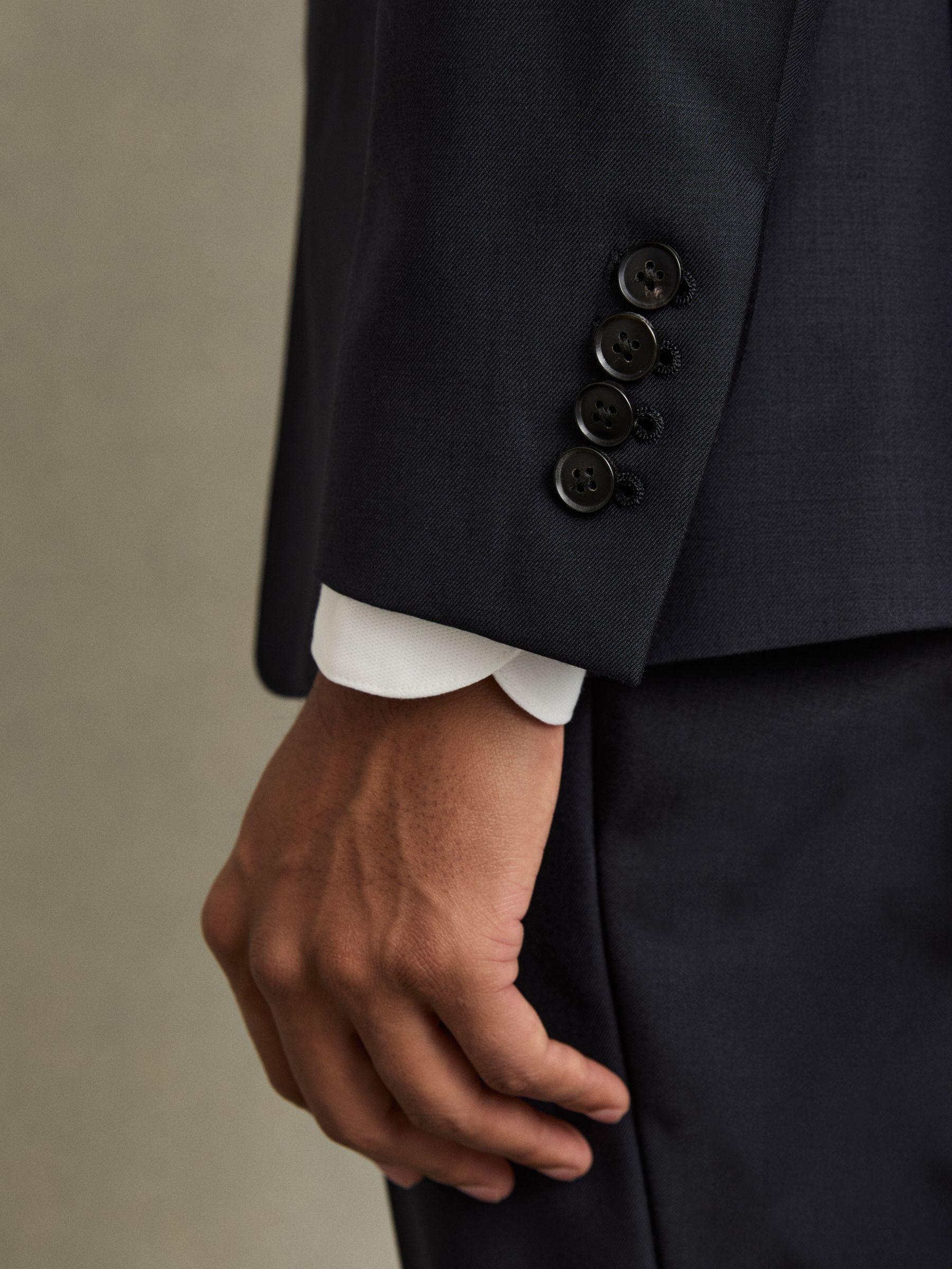 Single Breasted Wool Suit Jacket Slim-Fit in Navy Product Image