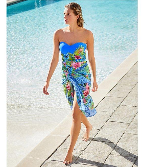 Bleu Rod Beattie Let's Get Away Sweetheart Neck Shirred Bandeau One Piece Swimsuit Product Image