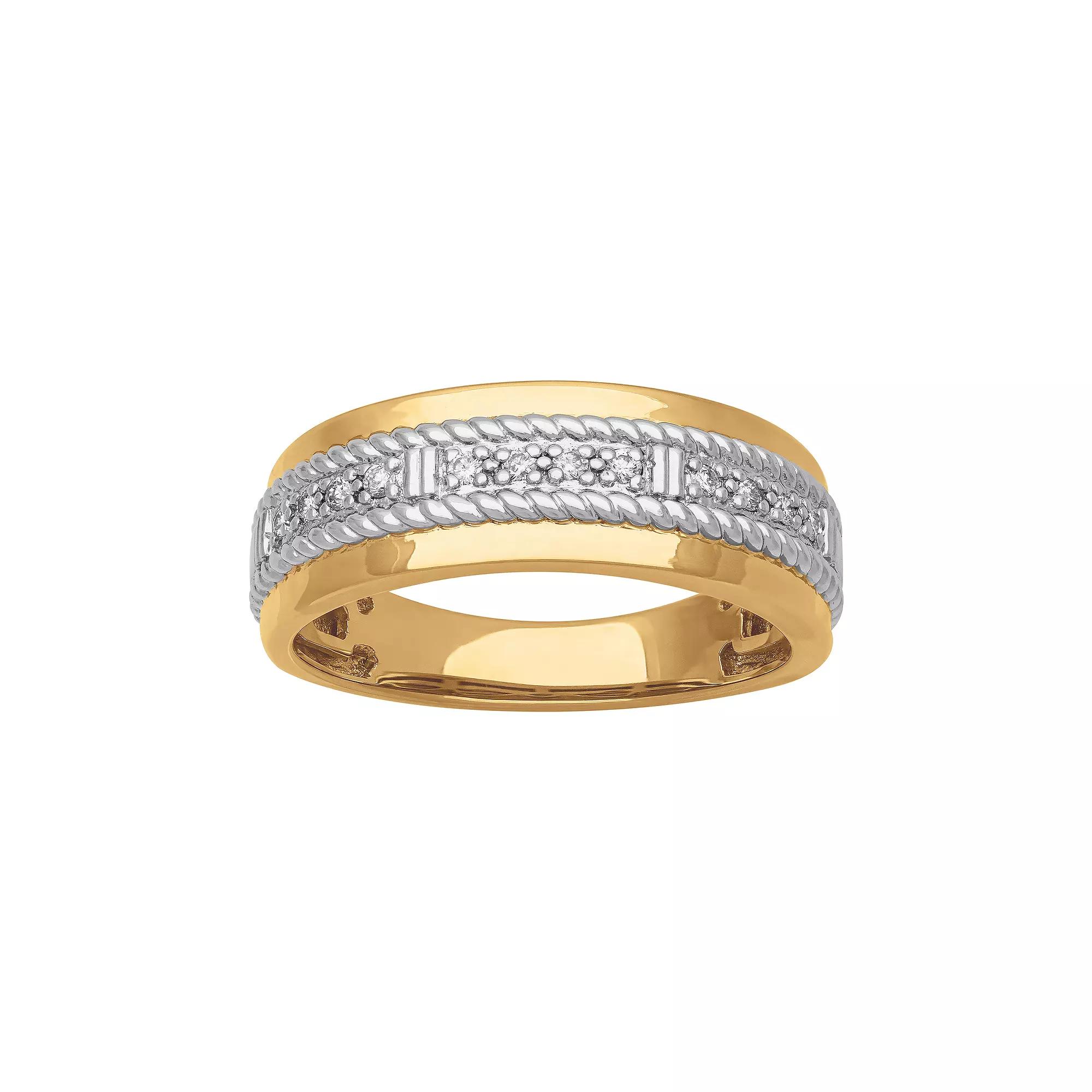 AXL 18k Gold Over Sterling Silver 1/6 Carat T.W. Diamond Mens Ring Two Tone Product Image