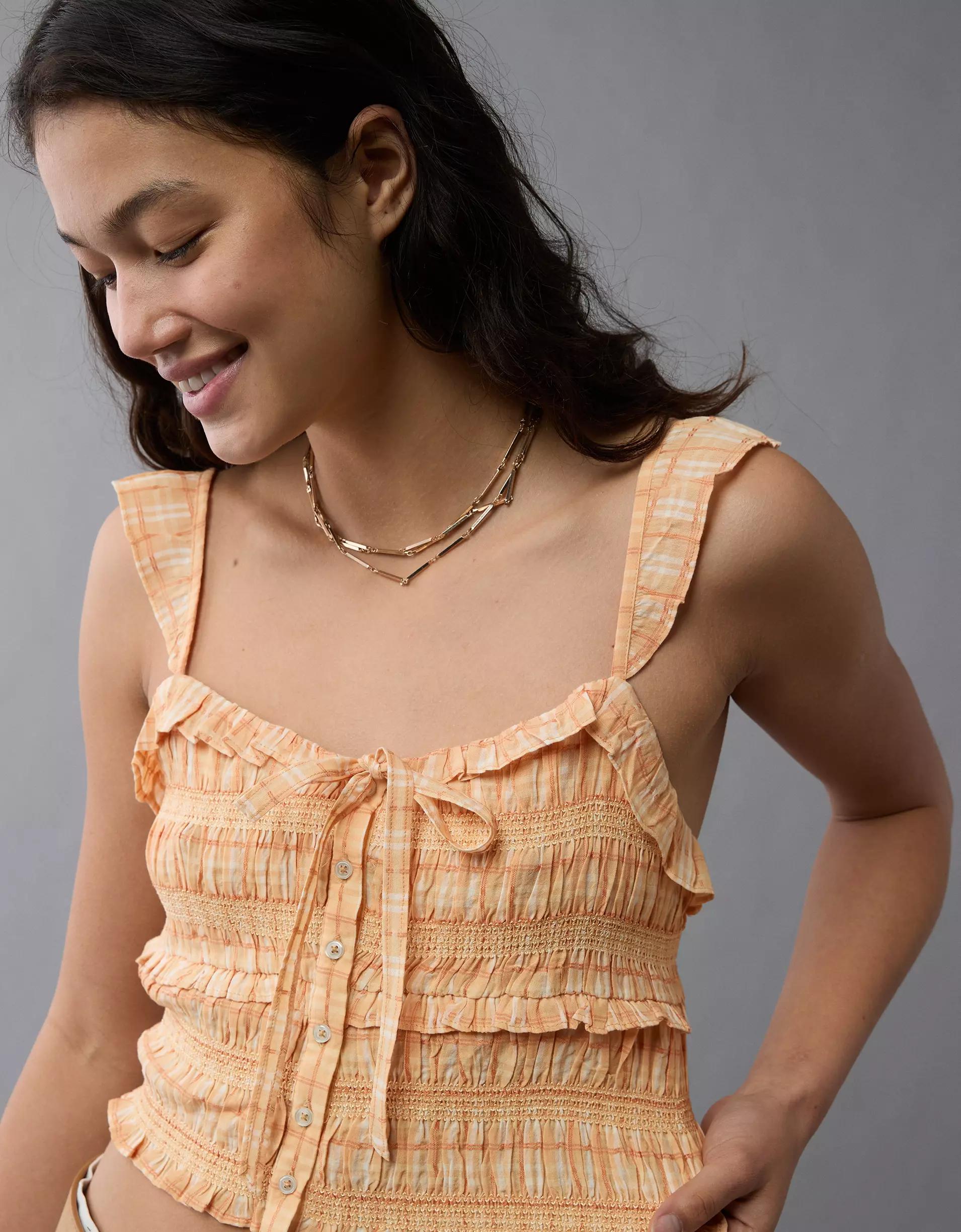 AE Smocked Ruffle Tank Top Product Image