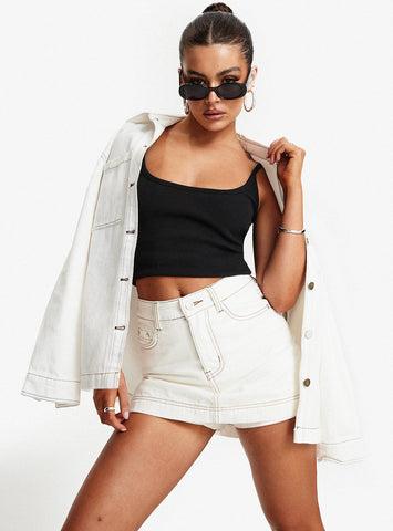 Katlynne Denim Mini Skort White Product Image