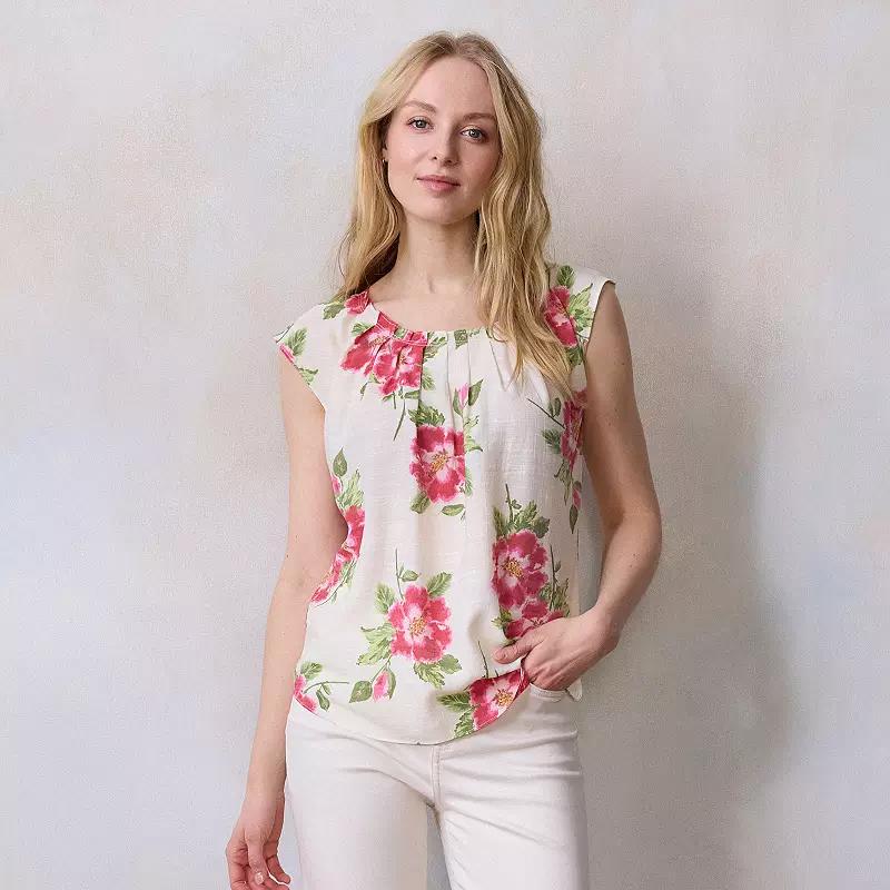 Women's LC Lauren Conrad Pleated Scoopneck Top,  Product Image