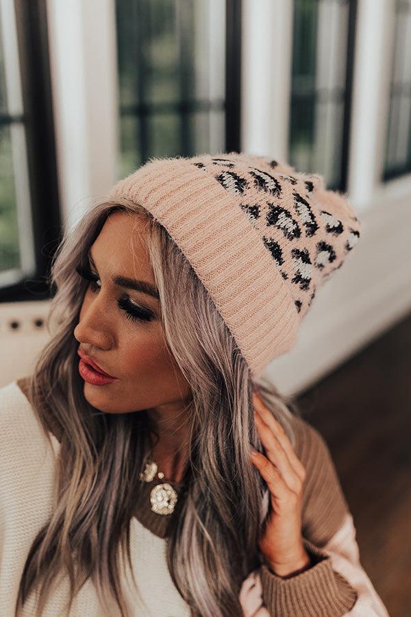 Away To The Alps Leopard Beanie In Blush Product Image