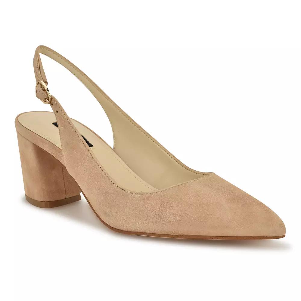 Nine West Kamsee Women's Slingback Block Heel Dress Pumps, Size: 9.5, Light Natural Product Image