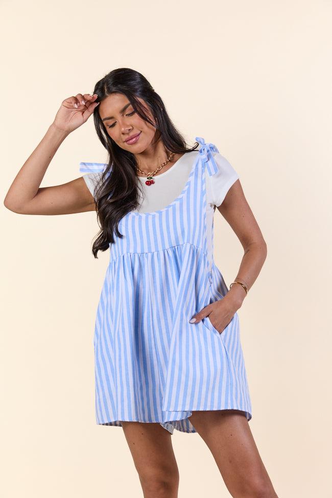Stripe Me Up Blue Vertical Stripe Romper FINAL SALE Product Image