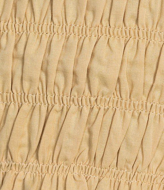 Sugarlips Ruffle Mock Neckline Short Sleeve Smocked Peplum Top Product Image