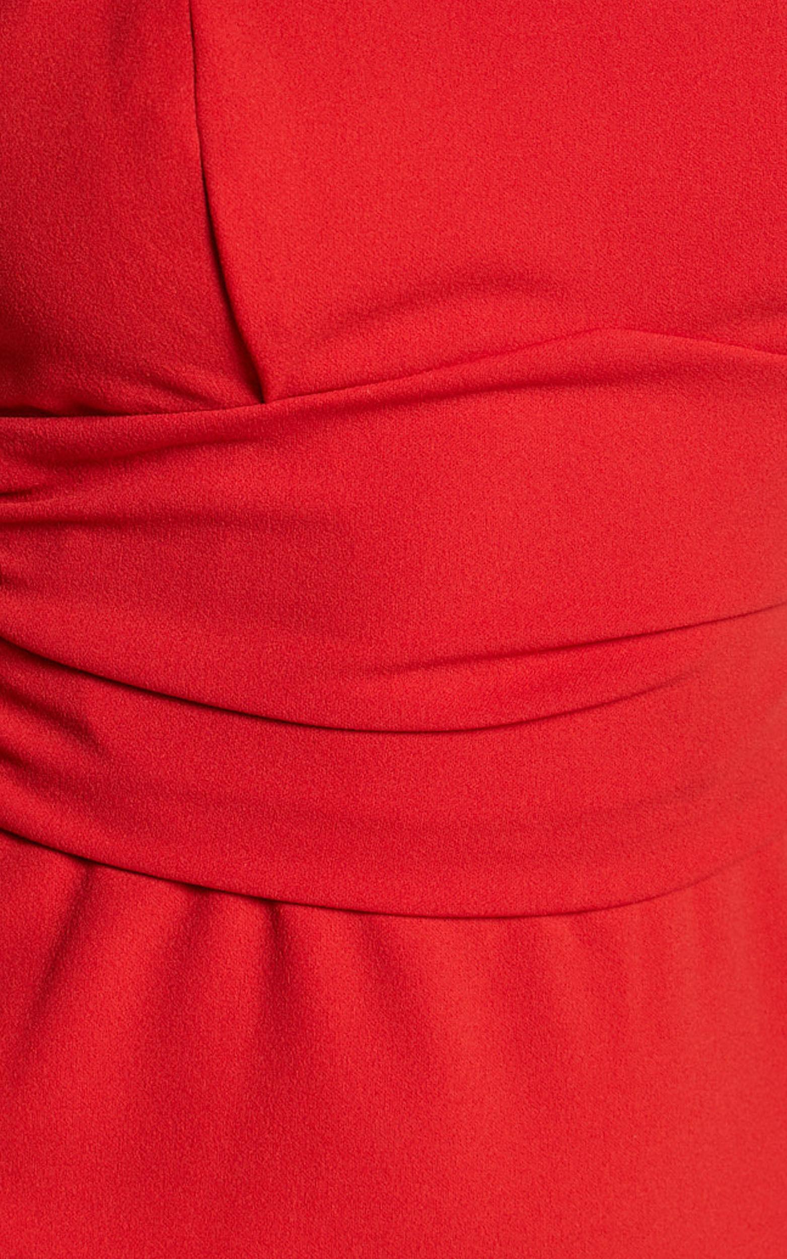 Tahlia Midi Dress - Sweetheart Ruched Dress in Red Product Image