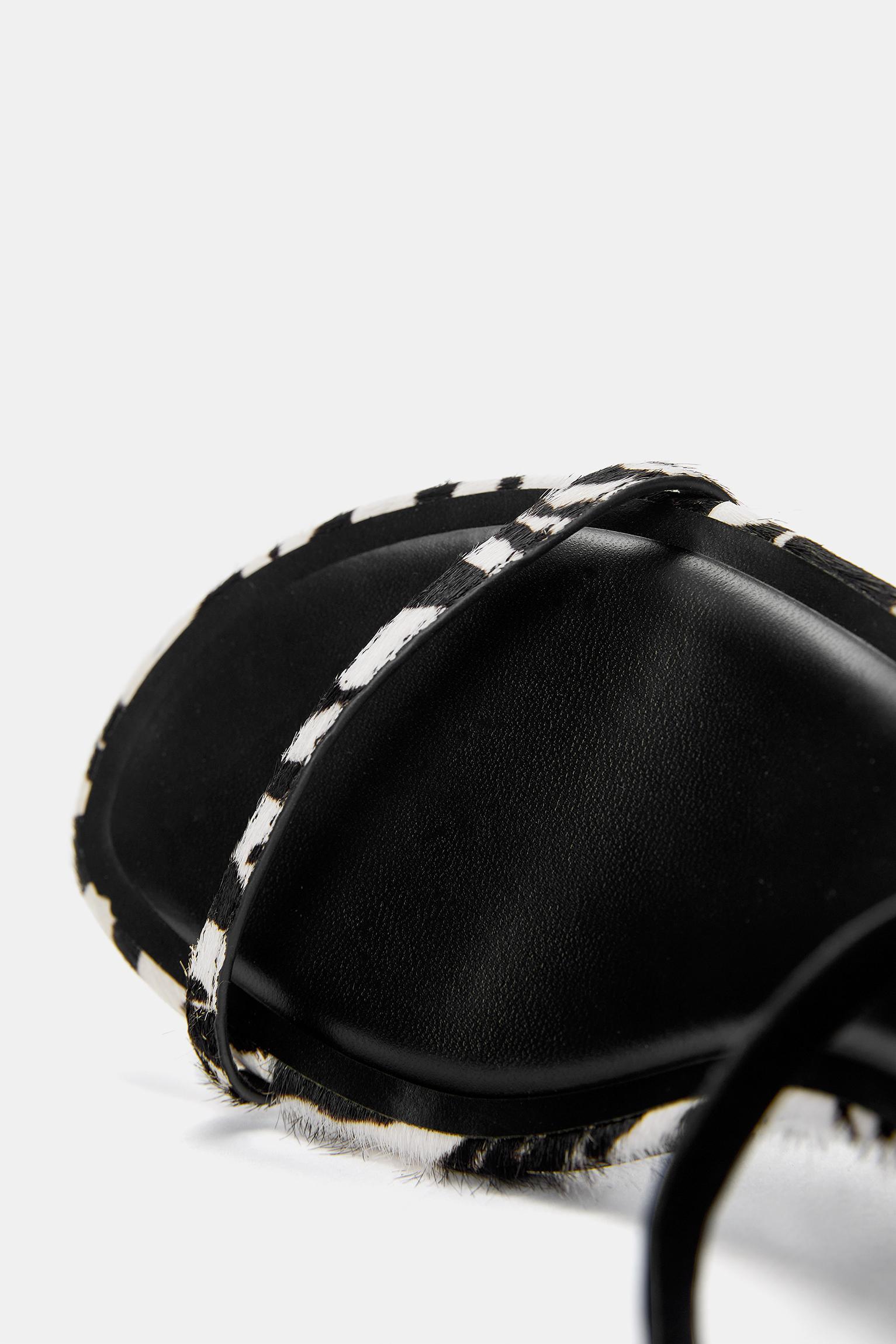 Leather zebra print high-heel sandals Product Image