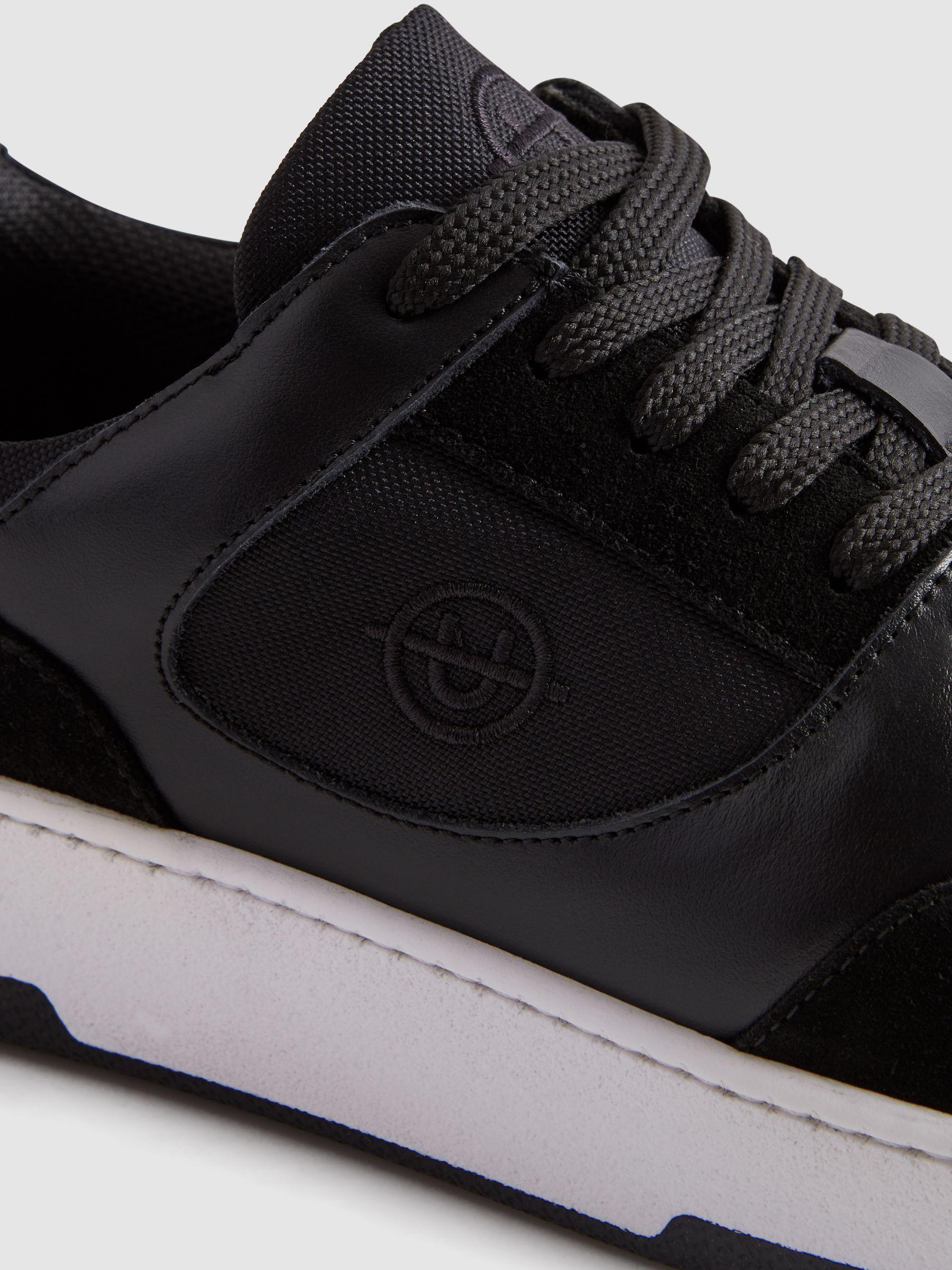 Unseen Leather Suede Noirmont Trainers in White/Black Product Image