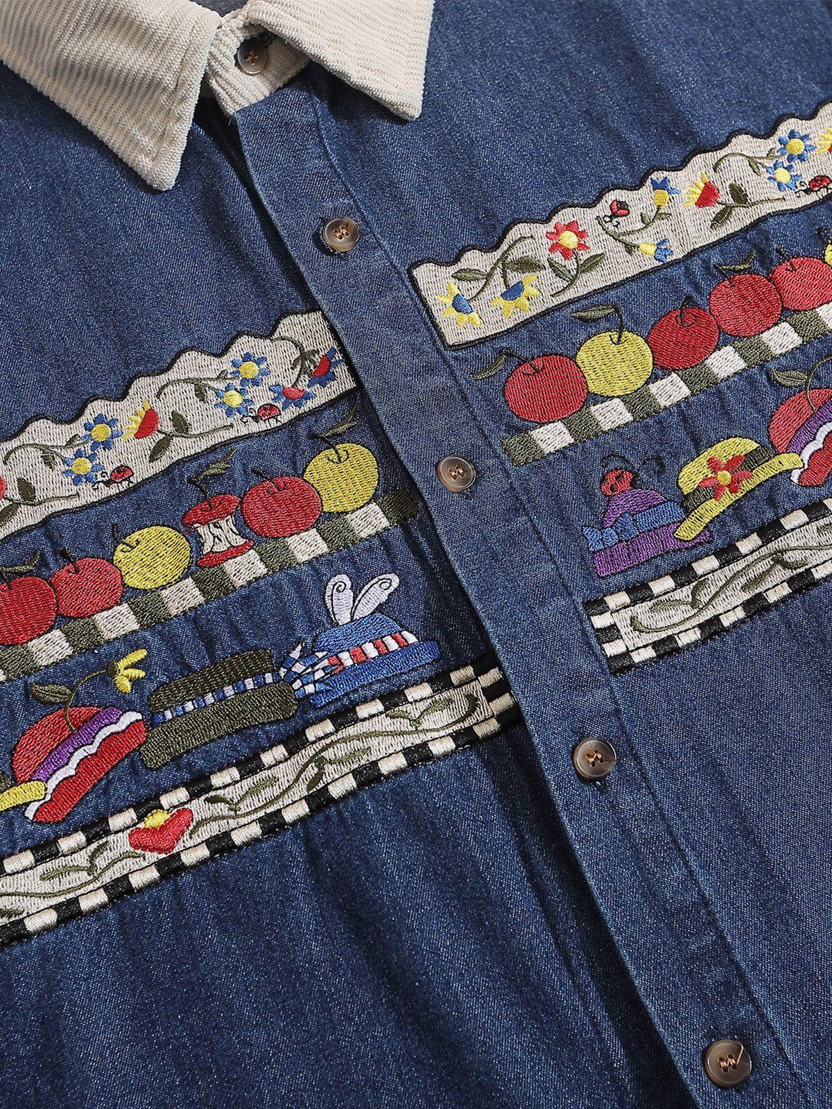 Aelfric Eden Cartoon Graphic Denim Shirt Product Image