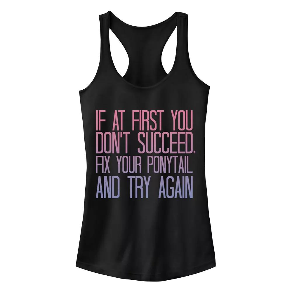 Juniors' Chin-Up Running Late Ideal Racerback Tank Top, Girl's,  Product Image