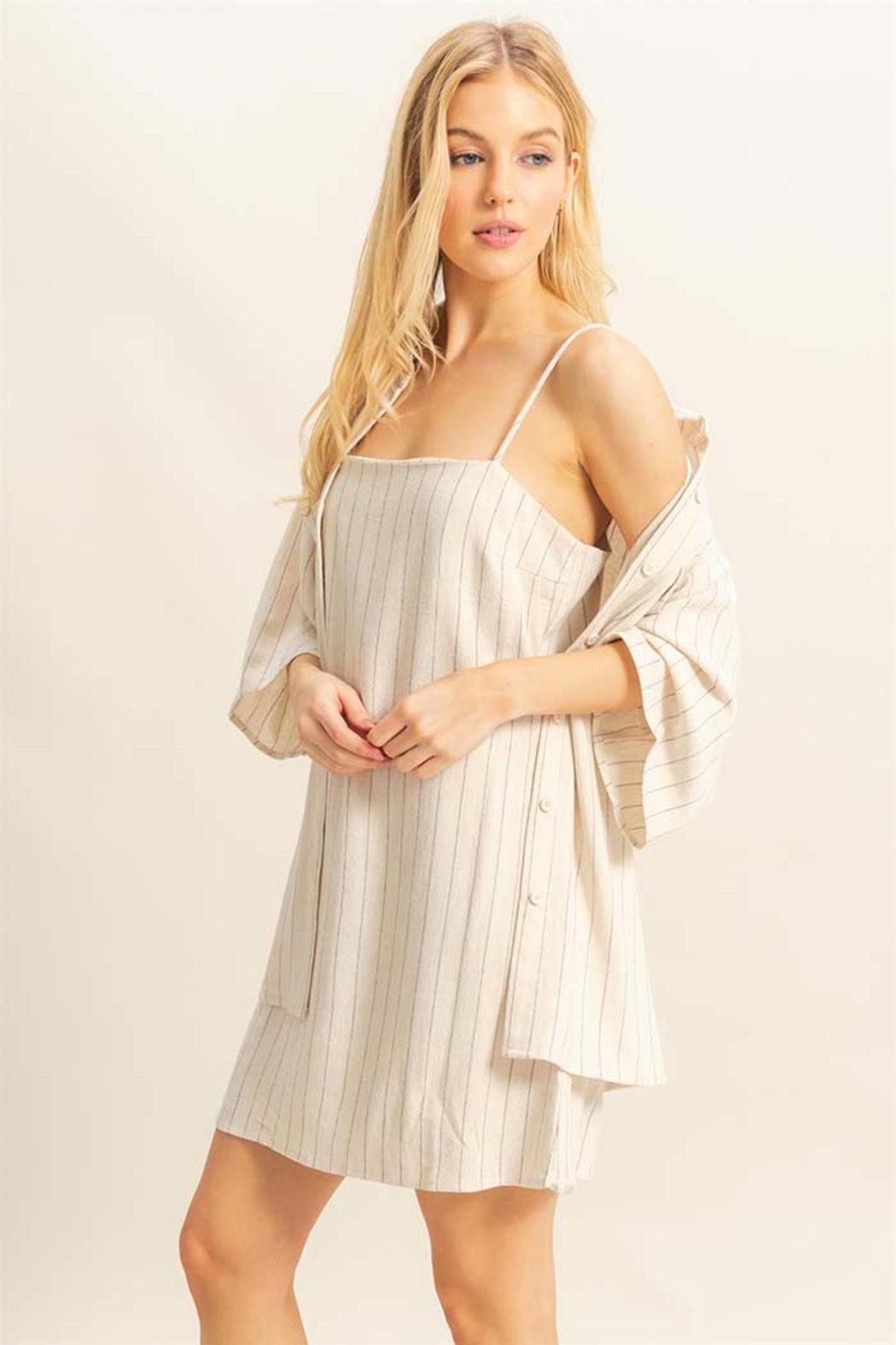 Pinstripe 2-Piece Dress & Shirt Set Product Image