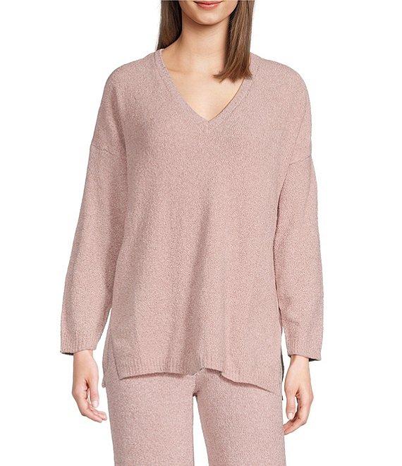 N by Natori Aura Heather Long Sleeve V-Neck Coordinating Knit Lounge Top Product Image