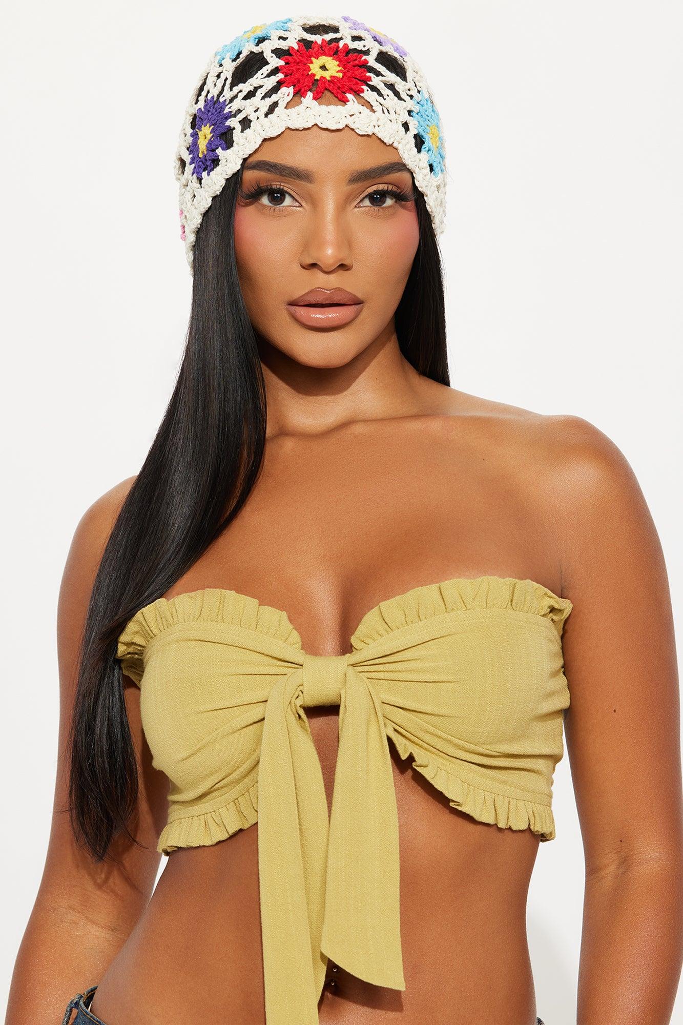 Floral Crochet Beanie - White/combo Product Image