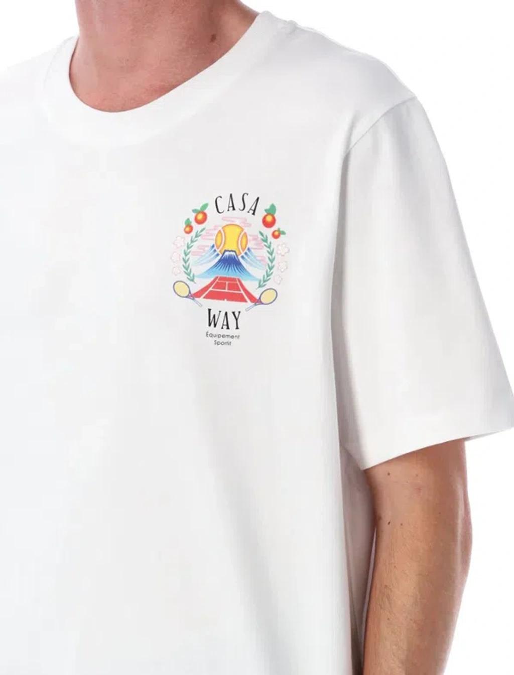 CASABLANCA Mens Casa Way Mountain Graphic-print Cotton-jersey T-shirt Xxxl In White Product Image