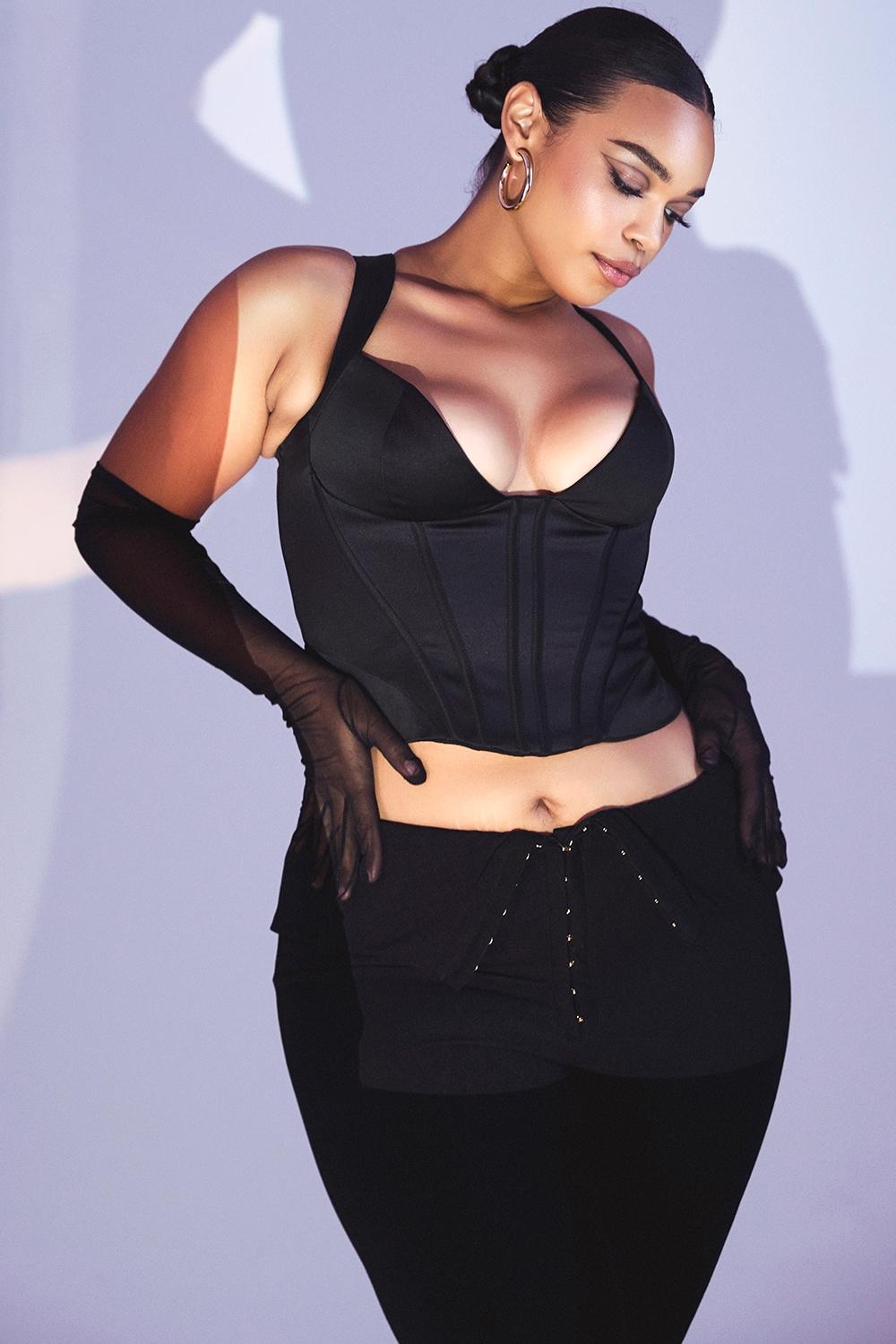 Liberty  black satin corset Product Image