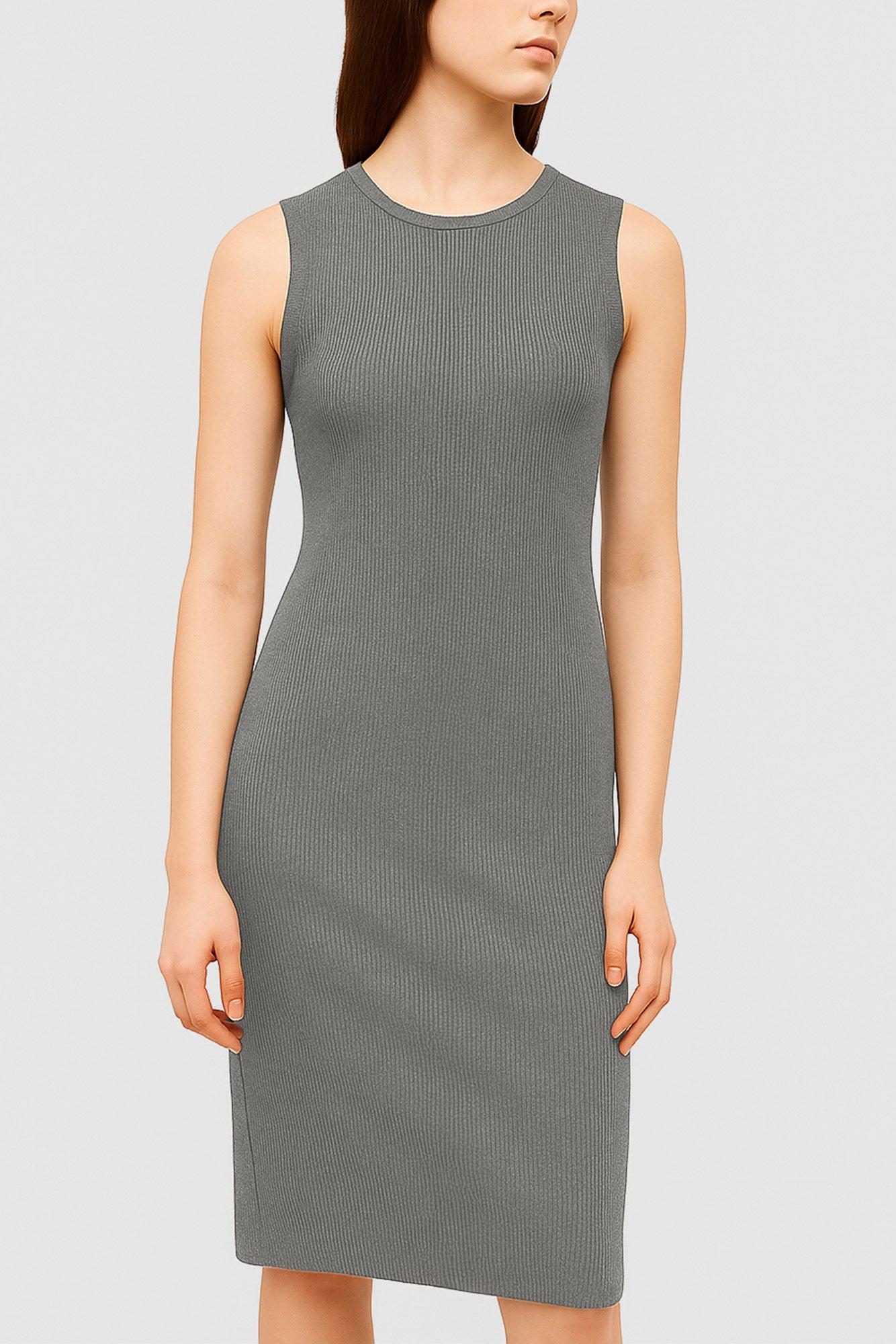 Women's Labs 3D Print-Knit Sleeveless Ribbed Dress - Charcoal Product Image