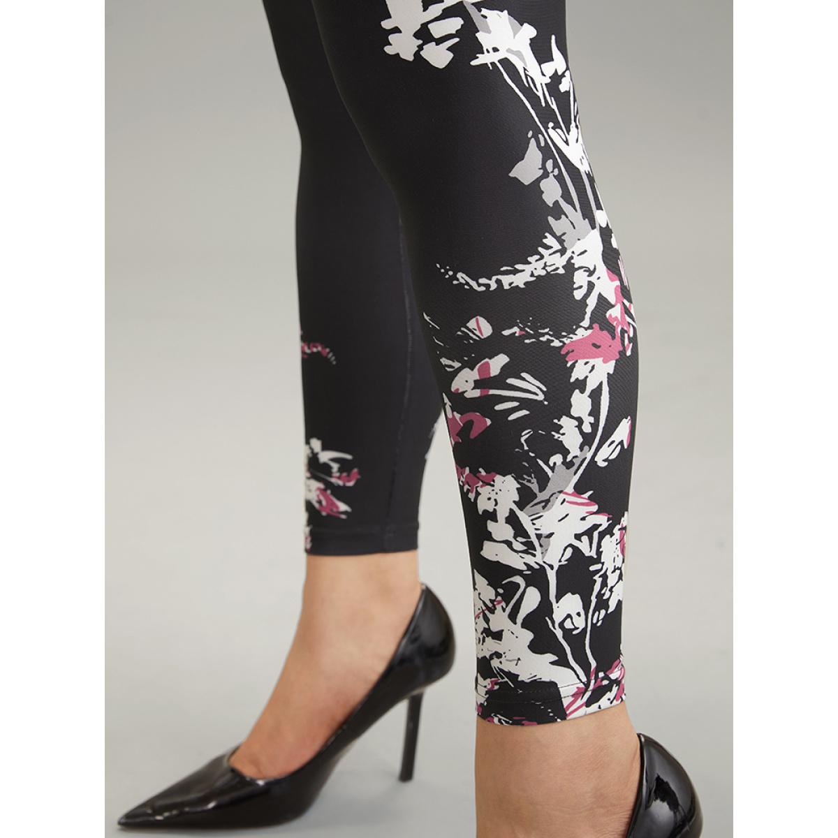 Plus Size Boho Print High Rise Skinny Leggings Women Black Elegant High stretch Skinny High Rise Dailywear Leggings BloomChic 22-24/3X Product Image