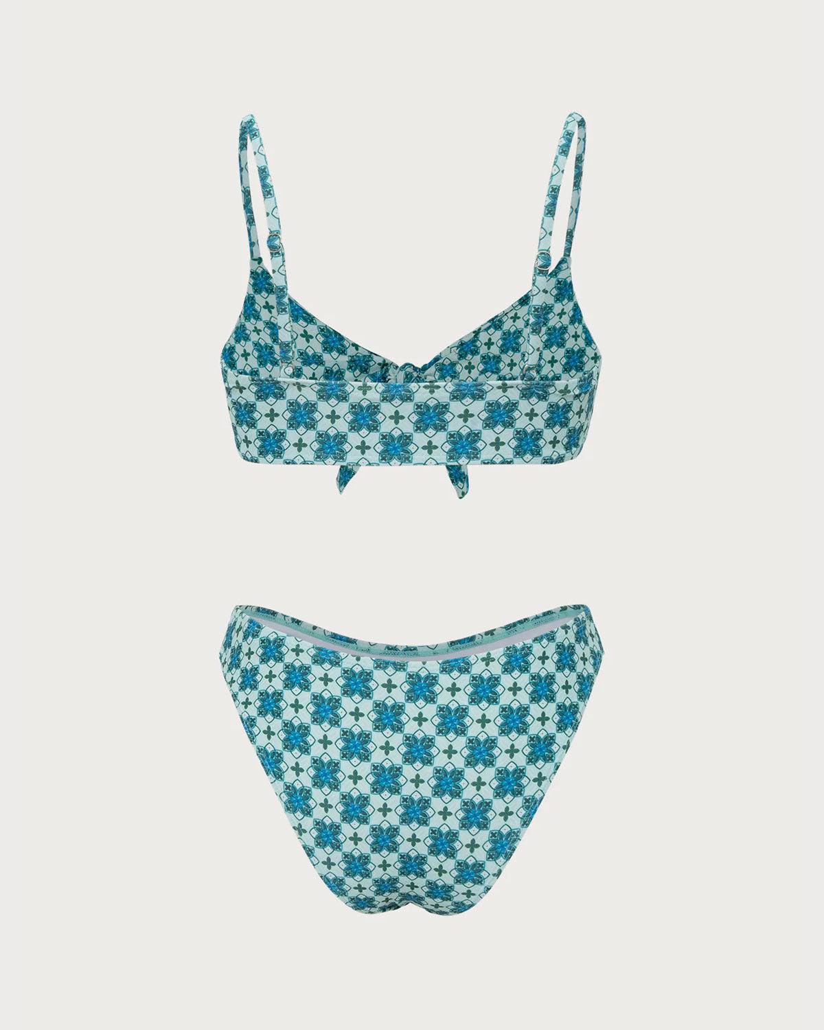 Green Twist Vintage Print Bikini Set Product Image