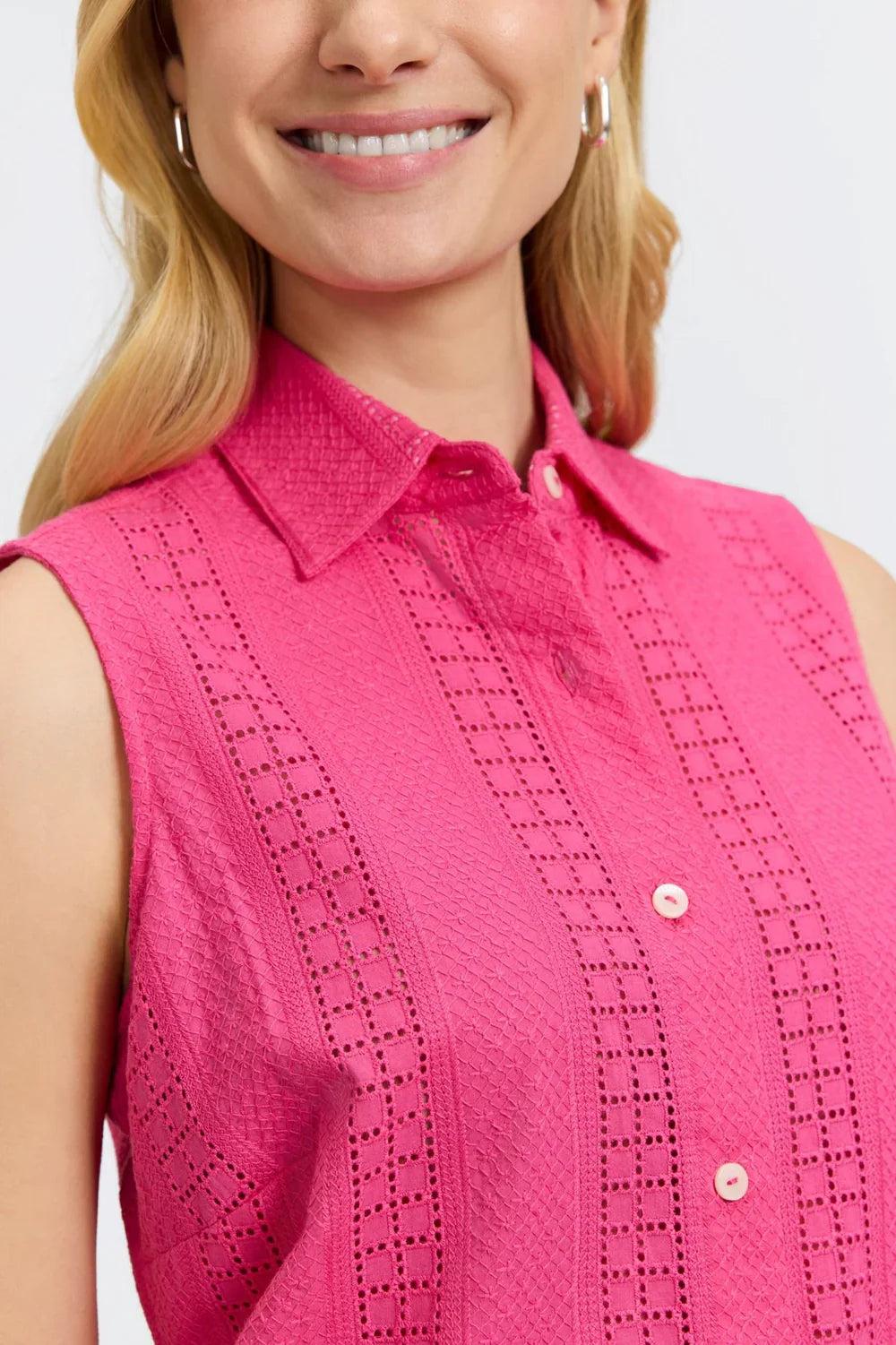Foxcroft sleeveless eyelet button up 203554 Product Image