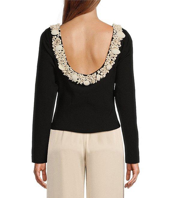 Antonio Melani x Elizabeth Damrich Seashell Crepe Boat Neck Long Sleeve Blouse Product Image