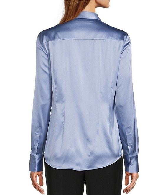 Antonio Melani Yana Button Front Point Collar Long Sleeve Stretch Silk Charmeuse Blouse Product Image