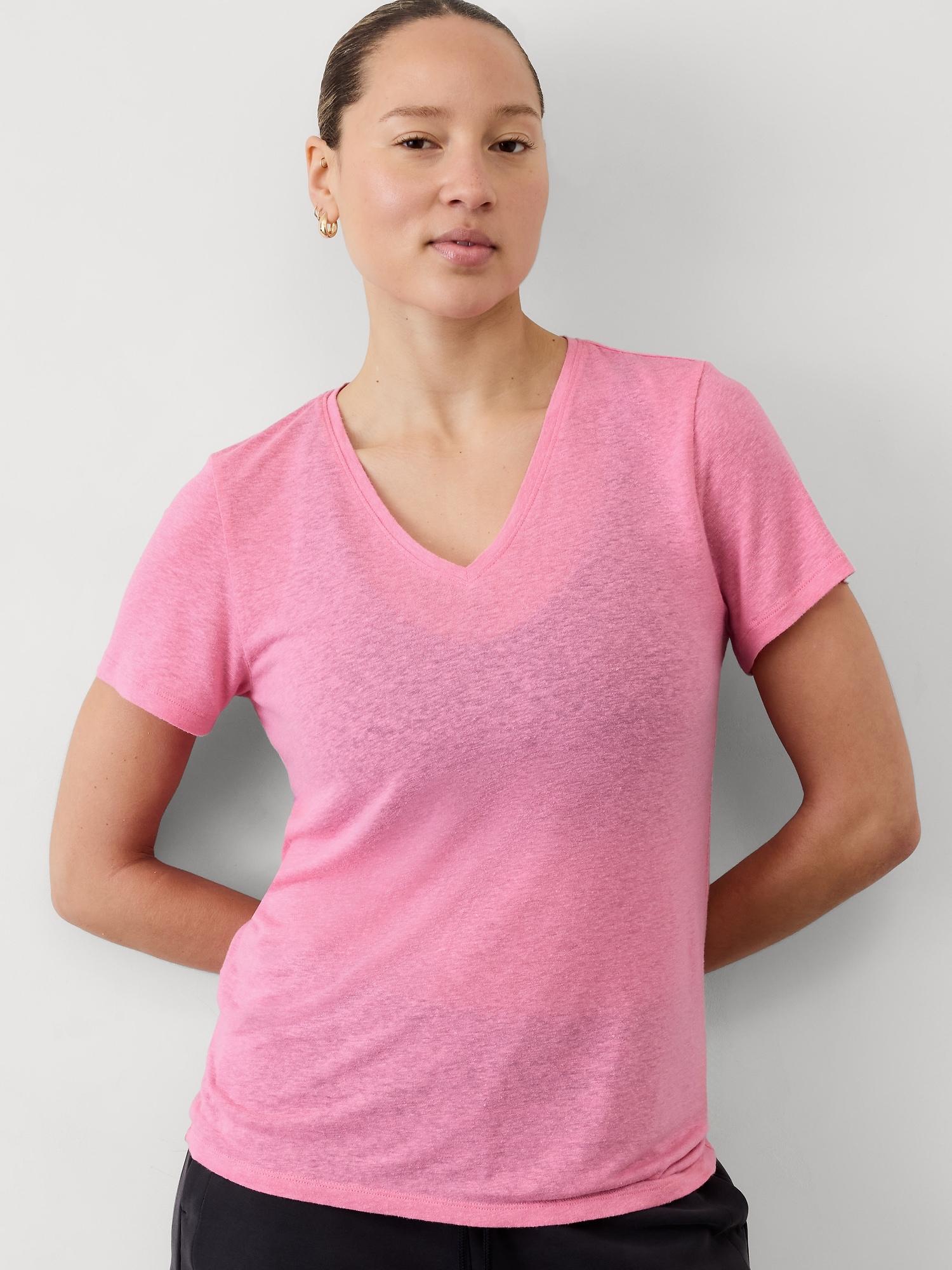 Getaway Linen Blend V-Neck Tee Product Image
