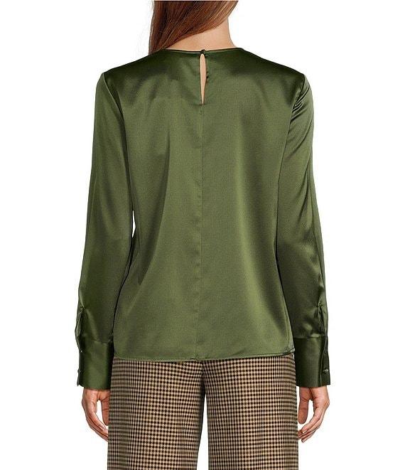 Antonio Melani Rylee Silk Charmeuse Round Neck Long Sleeve Blouse Product Image
