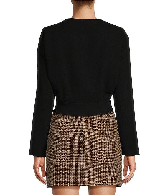 Antonio Melani Ira Crepe V-Neck Dropped Long Sleeve Ruched Wrap Blouse Product Image