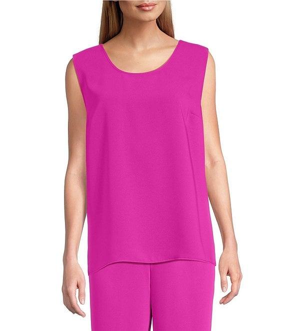 Caroline Rose Matte Crepe Scoop Neck Sleeveless Tank Top Product Image