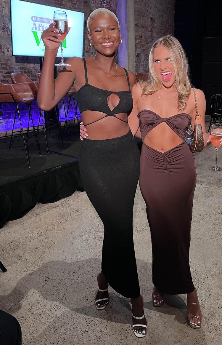 Juliete Brown Midi Dress Product Image