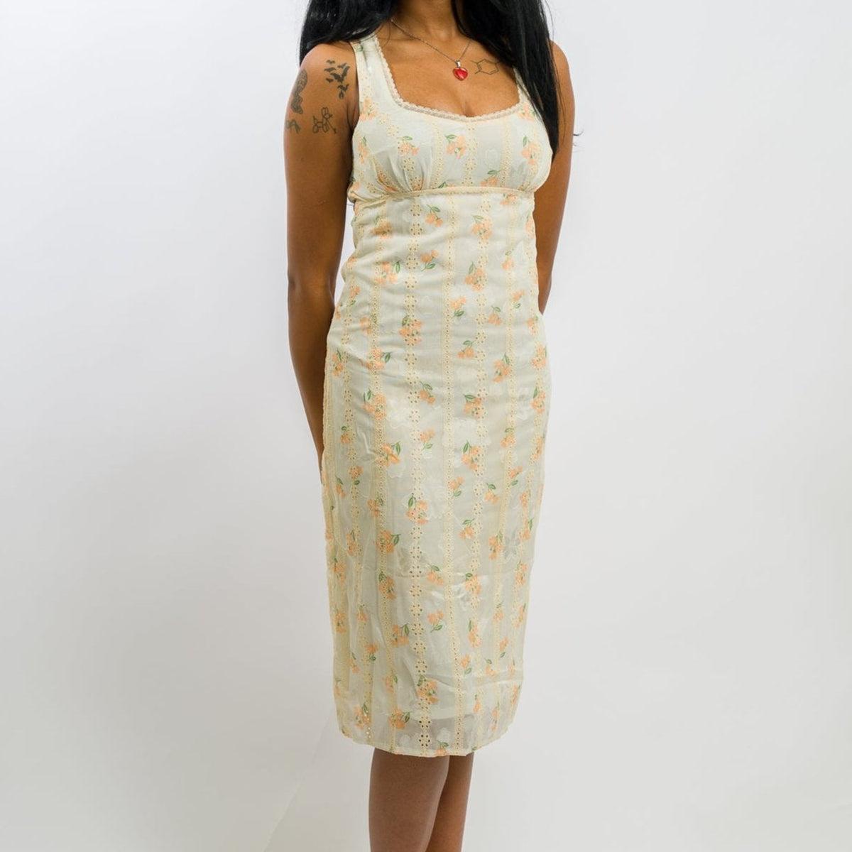 Daisy Street Loose Fit Midi Dress - Cream Lace Trim Product Image