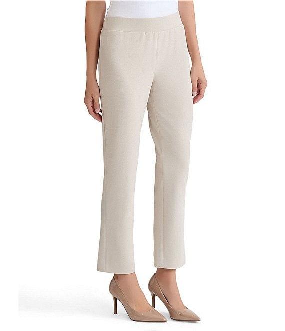 Ming Wang Stretch Crepe Flat Front Straight-Leg Ankle Pants Product Image