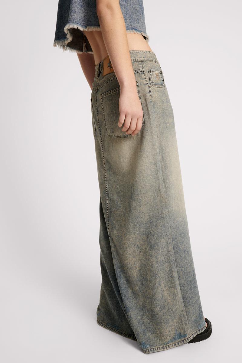 DIRTY BLUE DENIM COLUMN SKIRT Product Image