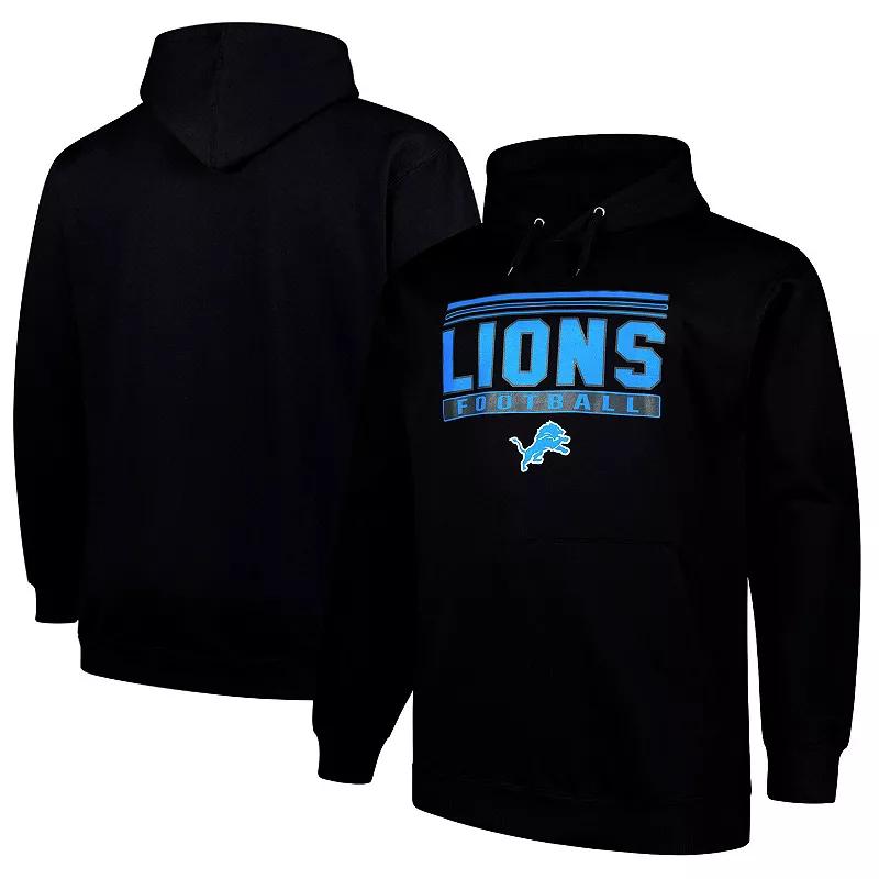 Men's Fanatics Black Detroit Lions Big & Tall Pop Pullover Hoodie, Size: XLT Product Image