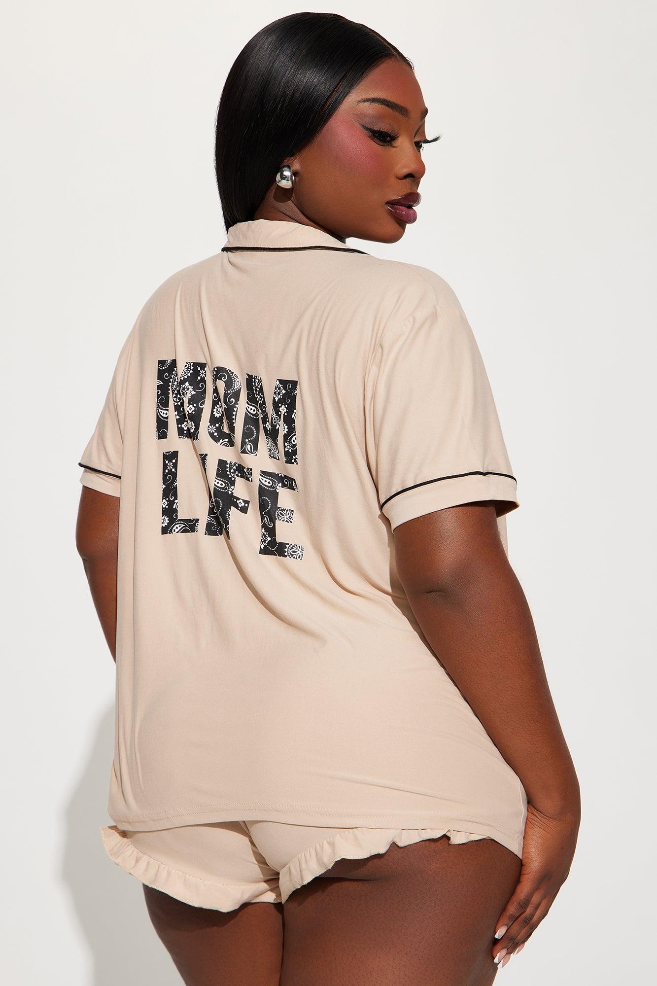Mom Life PJ Short Set - Tan Product Image