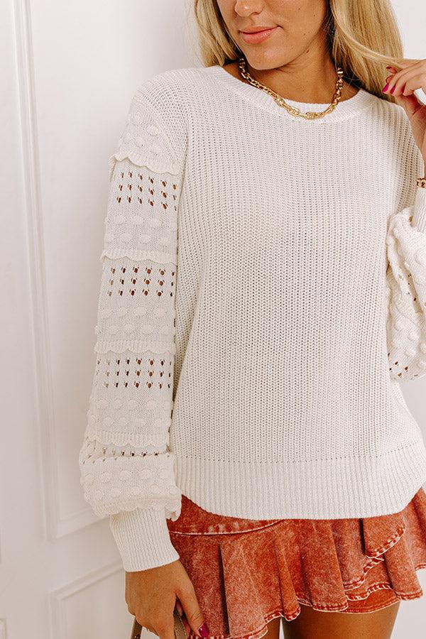 Cityscape Charm Knit Sweater Top in Cream Product Image