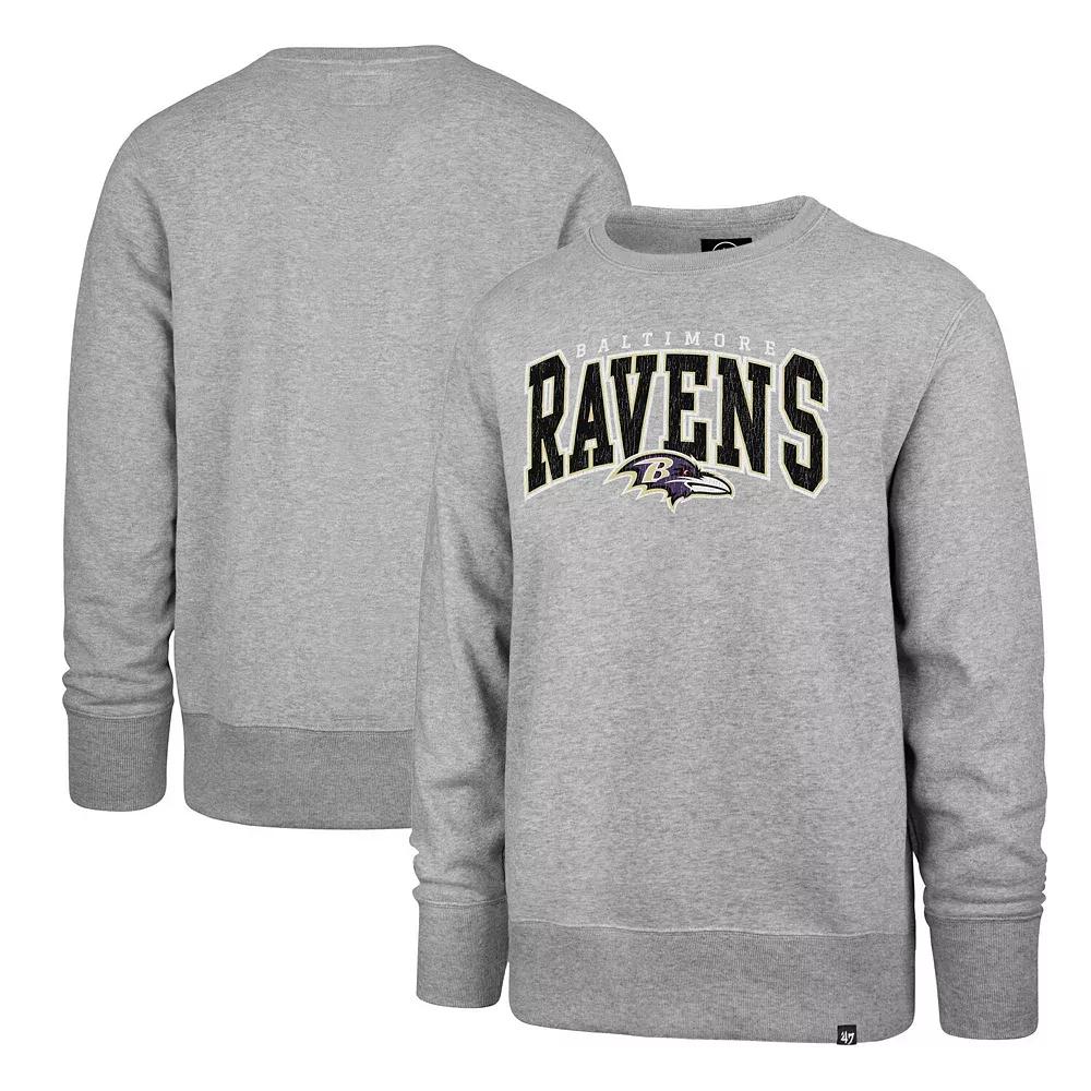 Men's '47 Gray Baltimore Ravens Varsity Block Headline Pullover Sweatshirt, Size: XL, Grey Product Image