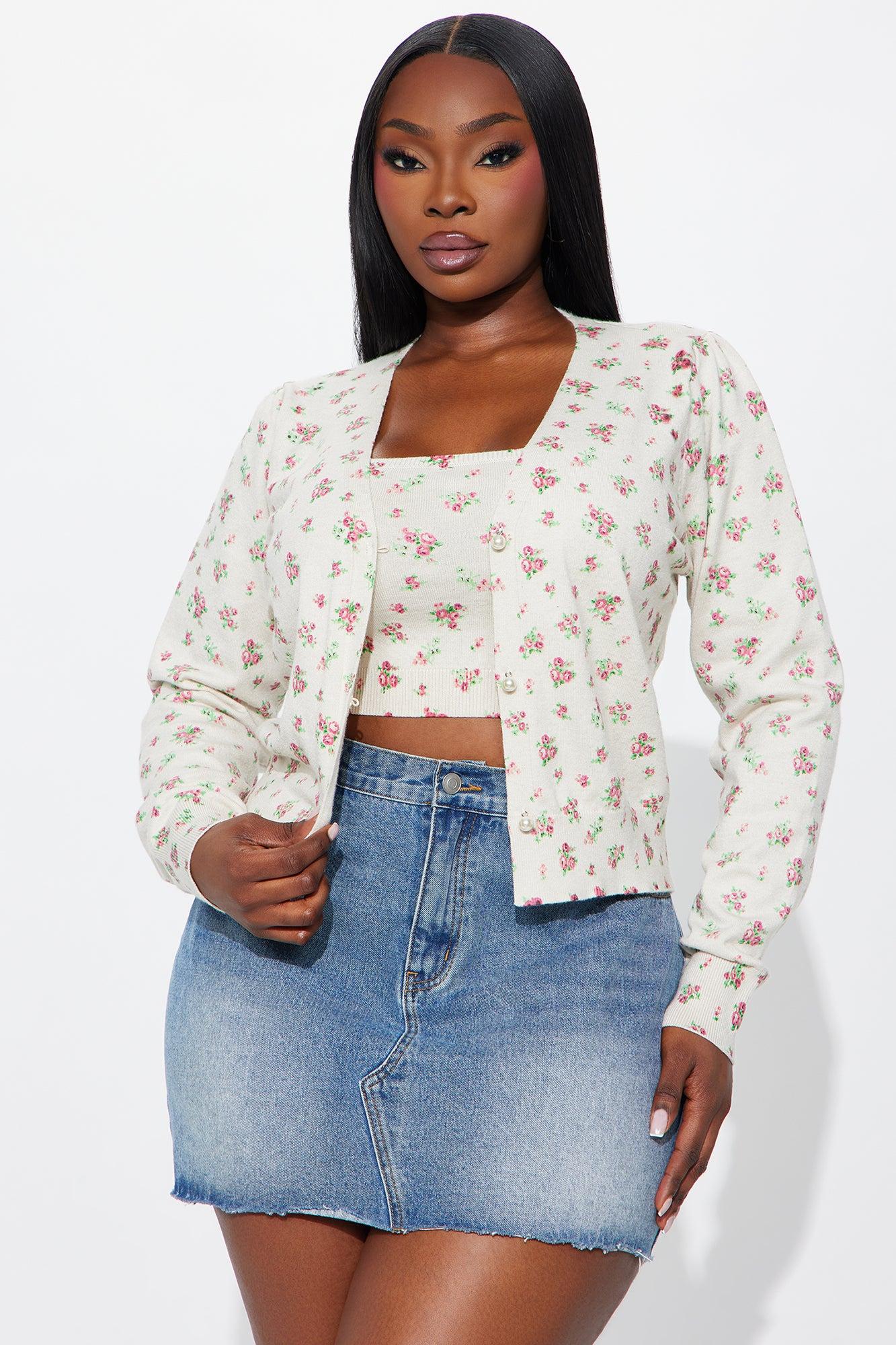 Soft Blossom Floral 2 Piece Cardigan - Cream/combo Female Product Image