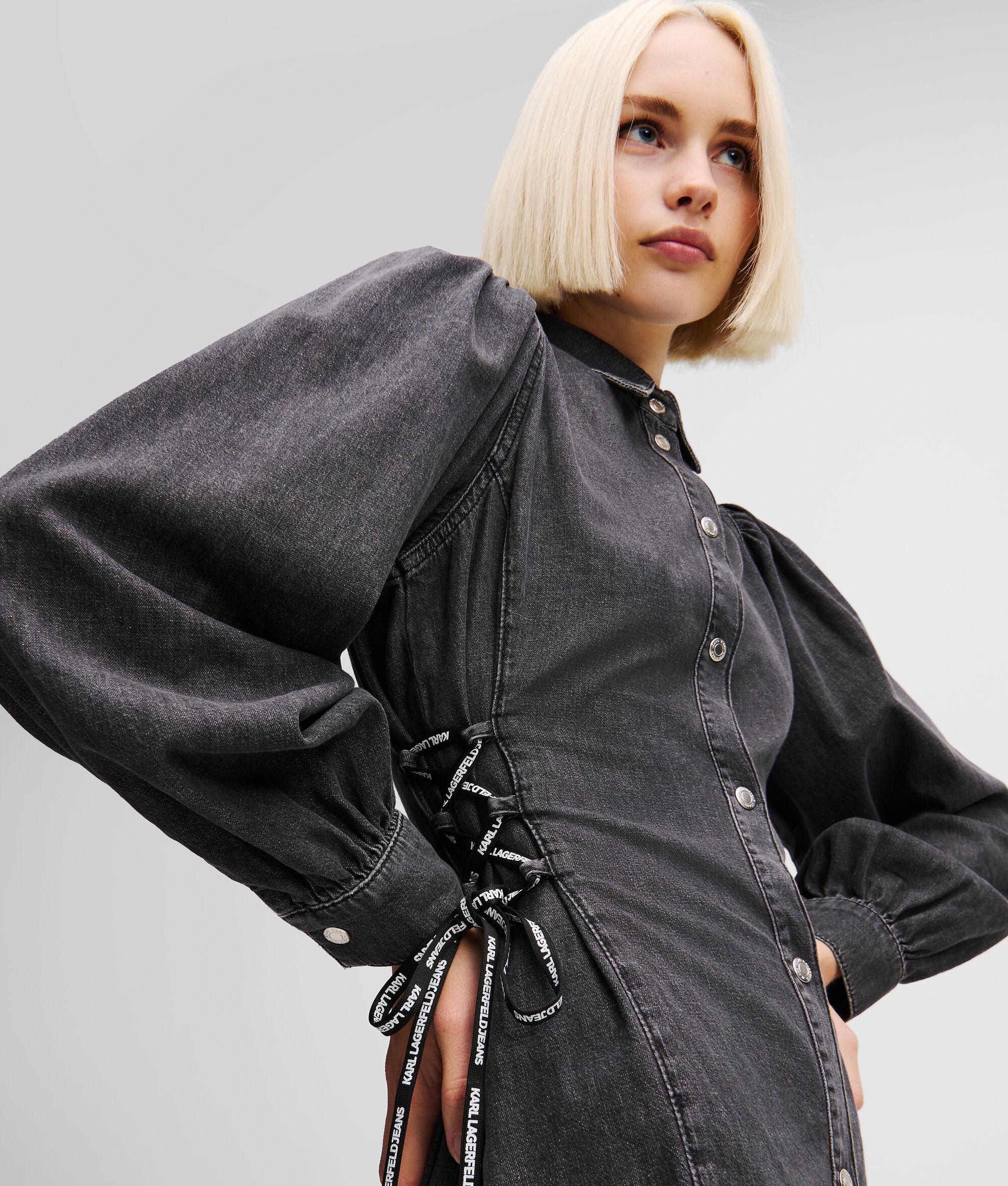 TIED WAIST DENIM SHIRT DRESS Product Image